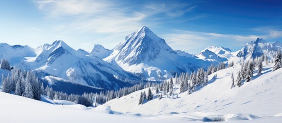 As the winter sun gently bathed the snow-capped mountain peaks, the breathtaking landscape unfolded before their eyes, showcasing nature's beauty in the form of pristine white snow, towering mountains