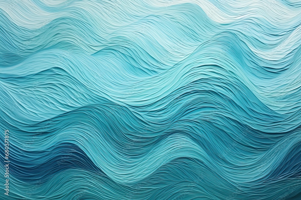 Poster cyan wave: paper fragment with artistic wavy pattern