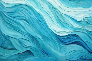 Obraz premium Cyan Fragment: A Wavy Pattern on Paper - Artwork Image