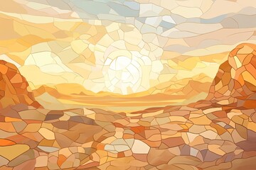 Vintage Desert Mosaic: Abstract Illustration with a Desert Color Palette