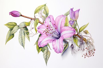 Colorful Botanical Blossoms: A Detailed Flower Drawing