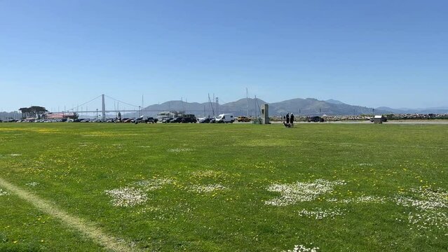 San Francisco, California, United States: The Marina Green Park in San Francisco near the golden gate bridge 