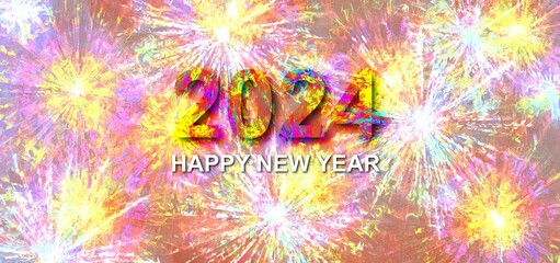 Happy New Year 2024 Beautiful and colorful text design