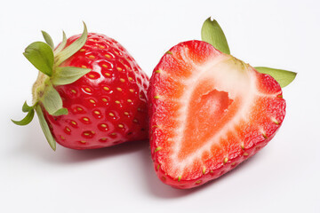 Juicy Strawberry isolated on white background.