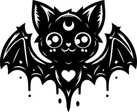 Morcego goth fofinho, com lua na testa, gothic collection