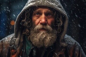 Closeup homeless poor man crying poverty, hunger, retirement. - obrazy, fototapety, plakaty