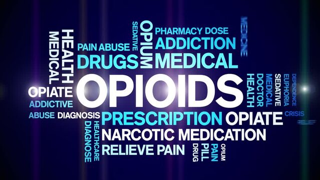 Opioids animated tag word cloud;text design animation kinetic typography seamless loop.
