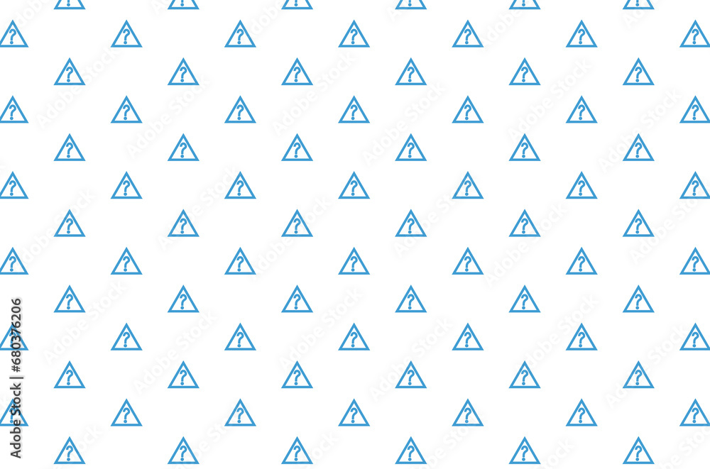 Poster digital png illustration of blue pattern of triangles with question marks on transparent background
