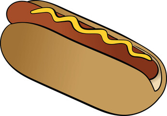 Digital png illustration of hot-dog with sausage on transparent background