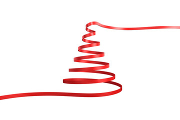 Digital png illustration of red ribbon in shape of christmas tree on transparent background