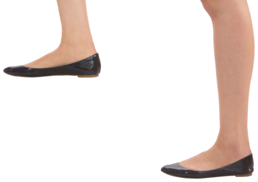 Digital png photo of legs of asian businesswoman walking on transparent background