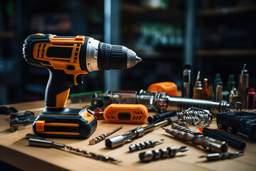 Electric tools on the table.