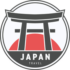 Digital png illustration of symbol with japan travel text on transparent background