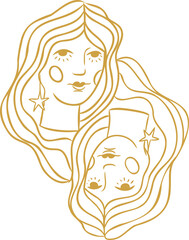 Digital png illustration of female faces symbol on transparent background