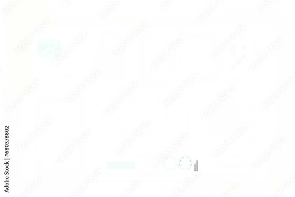 Poster digital png illustration of digital interface with padlock and fingerprint on transparent background