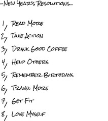 Digital png illustration of new year's resolutions text on transparent background