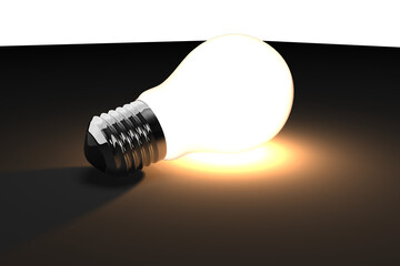 Digital png illustration of glowing light bulb on transparent background