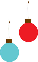 Digital png illustration of red and blue christmas balls on transparent background