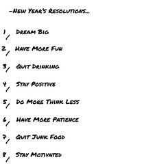 Digital png text of new year's resolutions with points on transparent background