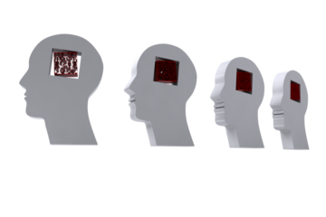 Digital png illustration of heads with holes in brains on transparent background