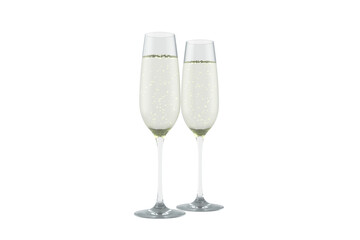 Digital png illustration of two glasses of champagne on transparent background
