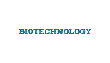 Digital png blue text of biotechnology on transparent background