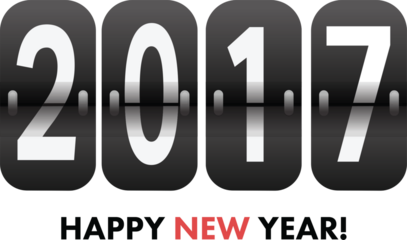 Digital png illustration of 2017 happy new year text on transparent background