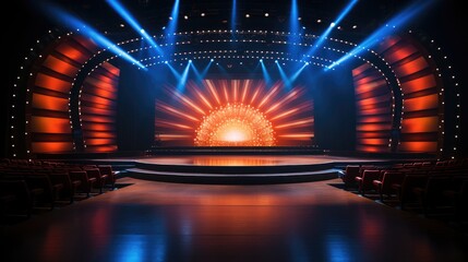 A stage of a tv talent show of humour.
