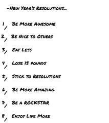 Digital png text of new year's resolutions and points on transparent background