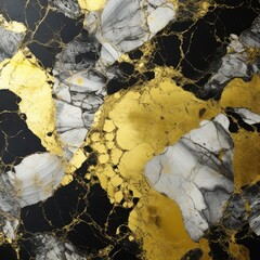 black, gold and white marble texture background for printing