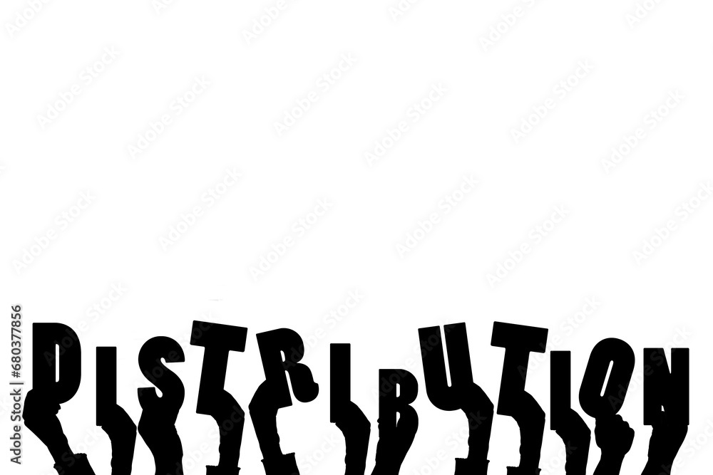 Poster digital png image of hands holding distribution text on transparent background