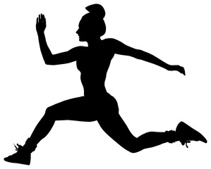 Digital png silhouette image of woman running on transparent background
