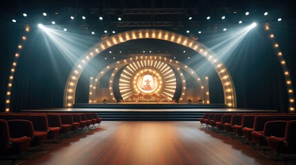 A stage of a tv talent show of jokes and comedy. - obrazy, fototapety, plakaty