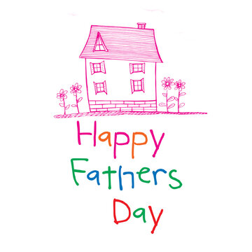 Digital png image of house and happy father's day text on transparent background