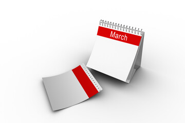 Digital png image of calendar with march text on transparent background
