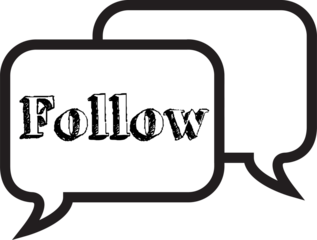 Digital png image of speech bubble with follow text on transparent background