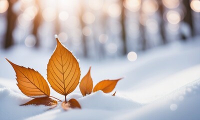 Abstract Snow leaves background with smooth lines