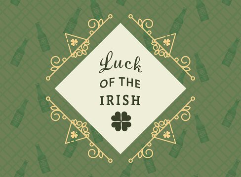 Digital png illustration of clover and luck of the irish text on transparent background