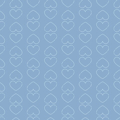 Digital png illustration of blue pattern of repeated hearts on transparent background