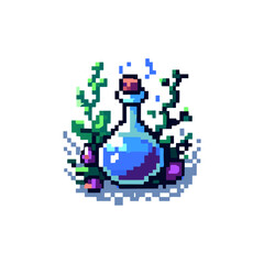 Pixel elixir enchantment potion illustration in retro digital art