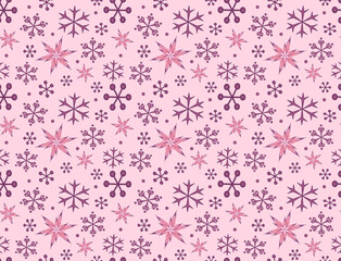 Seamless Tile Delicate Pink Crystal Snowflake
