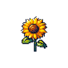 a sunflower illustration with pixel art style, pixelated, 8 bit, vector, graphic elements