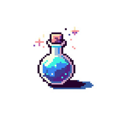 a illustration of a magic potion in pixel art style, pixelated, 8 bit, vector, graphic elements