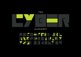 Vector of stylized modern font and alphabet