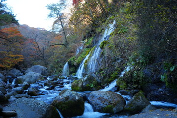 Autumn Landscape and Doryu no Taki Waterfall in Yamanashi, Japan - 日本 山梨県 吐竜の滝