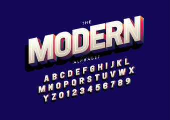 Vector of stylized modern font and alphabet