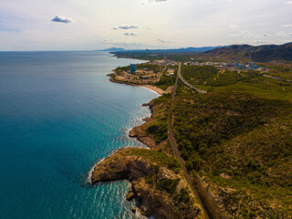 Aerial view of Central Nuclear Vandellòs station near Tarragona in Spain