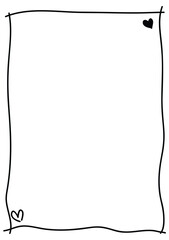 Heart frame border abstract hand drawn wedding card outline shape icon for decorative romantic and love vintage doodle element for design in vector illustration