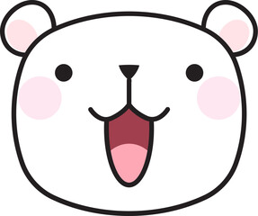Cute cartoon polar bear face icon with a smiling expression