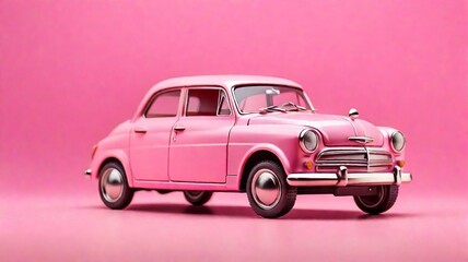 old pink car toy pink isolated background